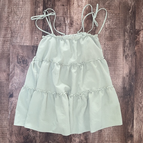 Talulah Green Smock Ruffle Tier Polyester Spandex Dress, Size Large Sundress - Picture 11 of 12